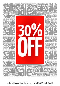 30% OFF Sale words cloud, business concept background