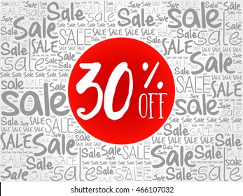 30% OFF Sale words cloud, business concept background
