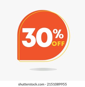 30% off in the sales tag. Special offer, promotion for shopping in stores, retail. Vector illustration.