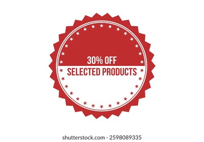 30% Off Selected Products red ribbon label banner.