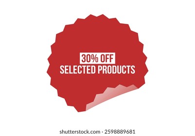30% Off Selected Products red ribbon label banner.