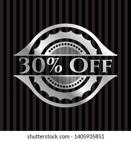 30% Off silver emblem or badge. Vector Illustration. Mosaic.