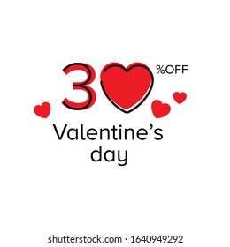 30% Off Valentine's Day Background
