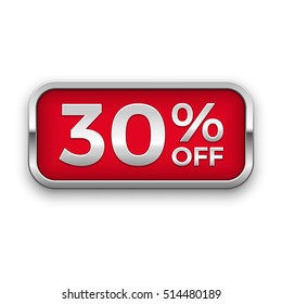30% off vector badge, silver