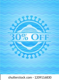30% Off water wave representation badge.