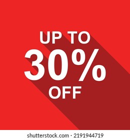 hasta un 30% de texto en blanco sobre fondo rojo