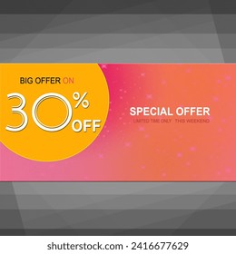 30% off,discount promotion sale,Template for products advertising, web banners, leaflets, certificates and postcards. Vector  banner,Special offer limited time 30% off.