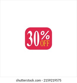 30 offer tag discount vector icon stamp on a white background