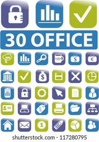30 office buttons set, vector