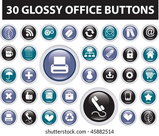 30 office buttons. vector