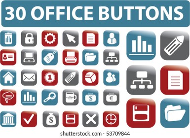 30 office glossy buttons. vector