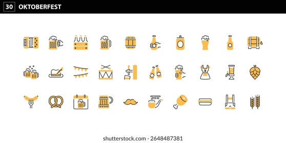 30 Ícones Oktoberfest: Visuais Essenciais para Festival Alemão, Cerveja, Cultura e Celebração
