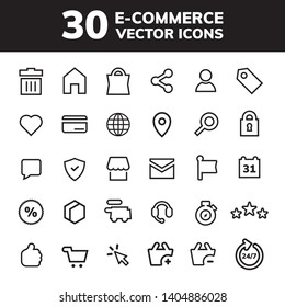 30 outline ecommerce shopping vector black icons pack