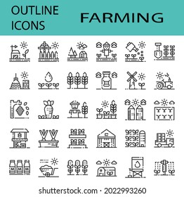 30 Outline Icon set : Vector icon design for farming and agricultural