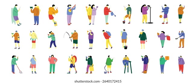 30 People Reading Book Vector Illustrations – Diverse Characters in Flat Style