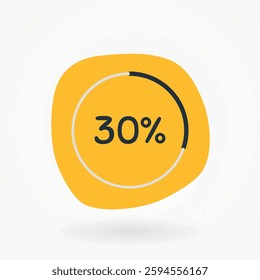 30 percent chart. Vector percentage infographic element. Yellow gray isolated icon. Sign for download, progress, business data, financial figures, web design, report