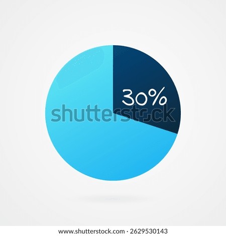 30 percent circle pie chart. Isolated symbol. Vector gradient element. Infographic sign. Illustration, icon for business, finance, report, web design, downloading, presentation