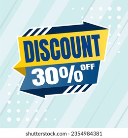30 percent discount blue banner with yellow floating balloon for offers and promotions sales.