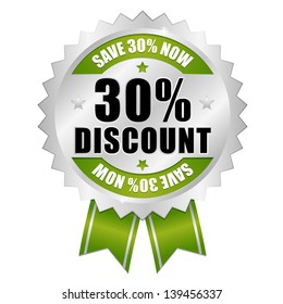 30 percent discount button green