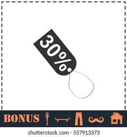 30 percent discount icon flat. Simple vector symbol and bonus icon