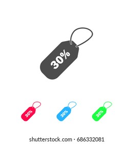 30 percent discount icon flat. Color pictogram on white background. Vector illustration symbol and bonus icons