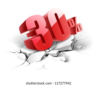 30 Percent Discount Icon On White Background