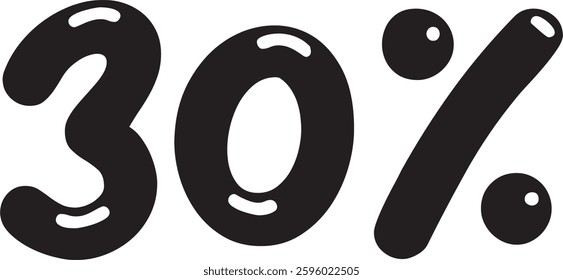 30 Percent Discount Offer Number Typography Style A0557