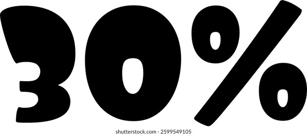 30 Percent Discount Offer Number Typography Style A0367