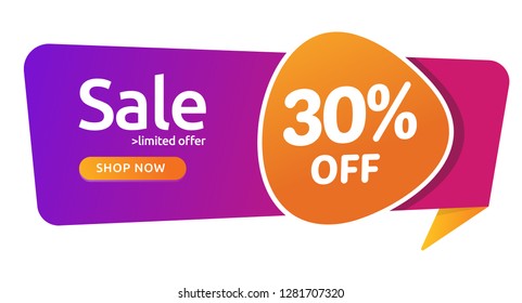 30 percent discount, Sales Vector badges for Labels, , Stickers, Banners, Tags, Web Stickers, New offer. Discount origami sign banner