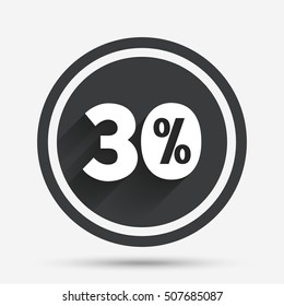 30 percent discount sign icon. Sale symbol.