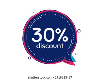 30 percent Discount. Thought bubble vector banner. Sale offer price sign. Special offer symbol. Dialogue or thought speech balloon shape. Discount chat think speech bubble. Infographic message. Vector