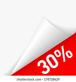 30 percent discount under folded paper corner