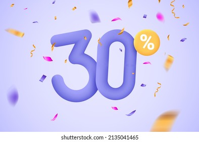 30 percent discount vector illustration 3d mega loyalty. 30 percent bonus marketing discount