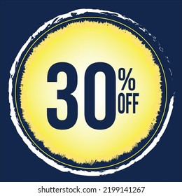 30 percent discount Yellow floating Circle for promotions and offers