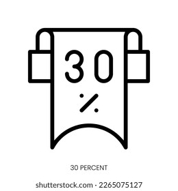 30 percent icon. Line Art Style Design Isolated On White Background