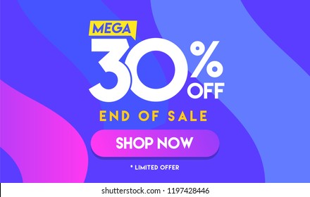 30 percent Mega Discount sale Colorful minimal gradient vector illustration banner