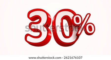 30 percent Off. 3d number 10. Sale banner. Vector illustration.