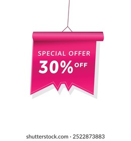 30 percent off banner label announcement vector illustration.