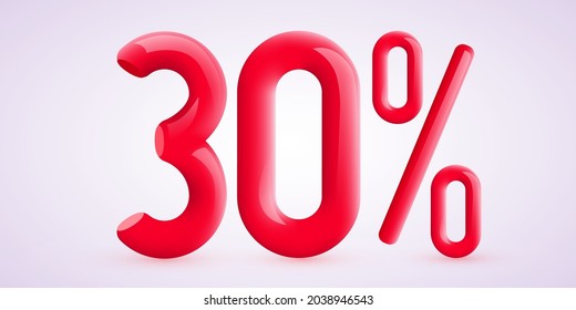 30 percent Off. Discount creative composition. 3d sale symbol with decorative confetti. Sale banner and poster. Vector illustration.