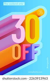 30 % Rabatt. Discount Creative Komposition. Mega Sale. Vektorgrafik.