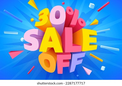 30 percent Off. Discount creative composition. Mega Sale. Vector illustration.