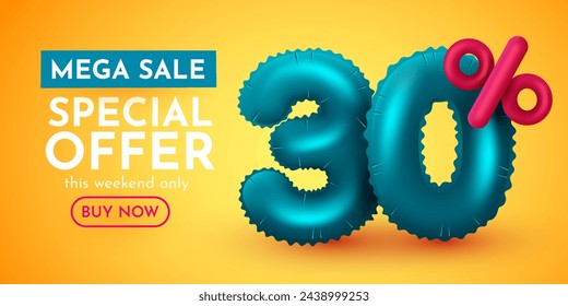 30 por ciento de descuento. Descuento en composición creativa. Mega Venta. Ilustración vectorial.