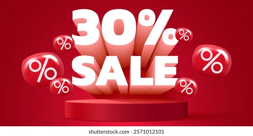 30 percent Off. Discount creative composition. Mega Sale. Vector illustration.