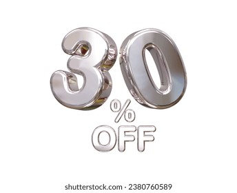 30 percent off discount sale 3d rendering text illustration