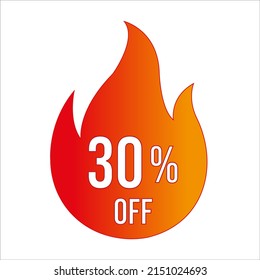 30 percent off discount vector hot fire