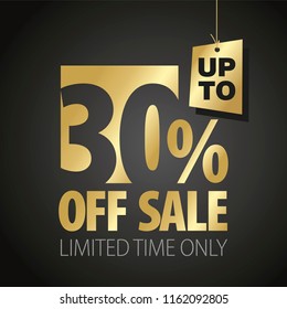 30 percent off sale discount limited time gold black background