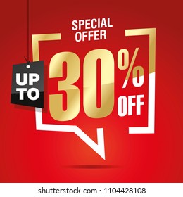 30 percent off sale isolated gold red sticker icon