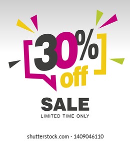 30 percent off sale modern pink yellow colorful white sticker icon banner