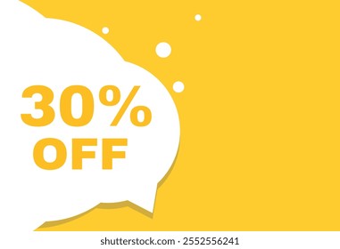 30 percent off speech bubble, flat banner icon for advertising or announcement. vector element.