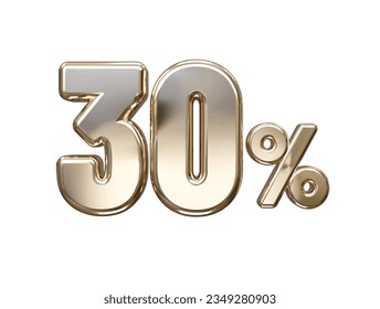 30 percent off vector text effect 3d rendering gold